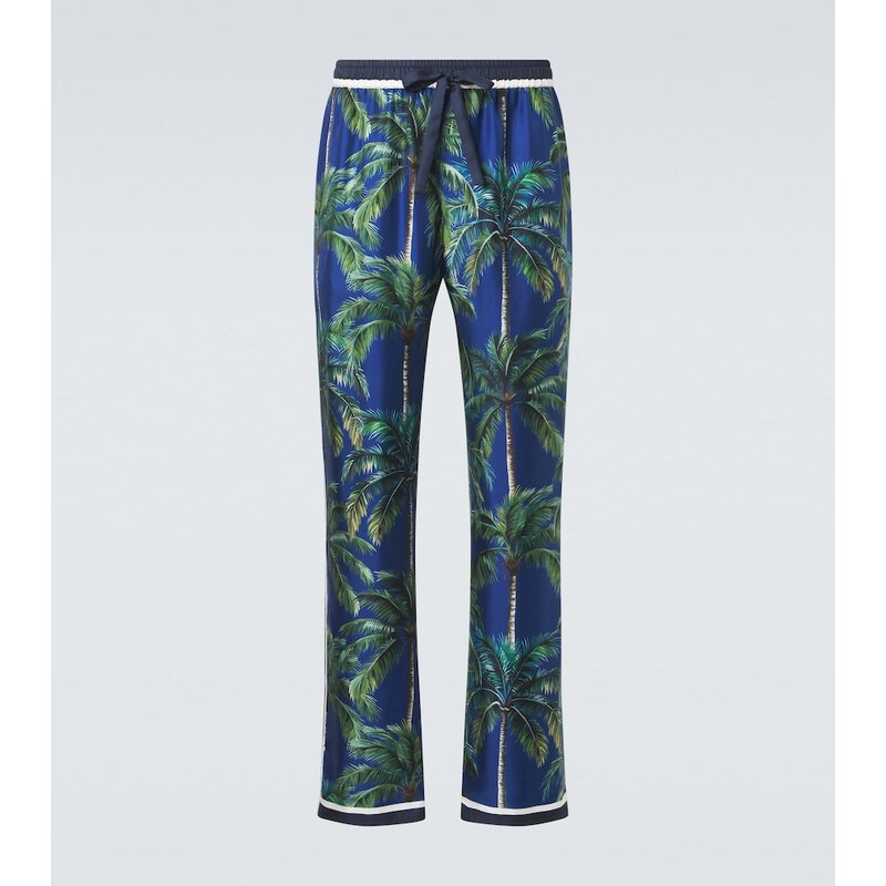 Dolce&Gabbana Printed silk twill straight pants