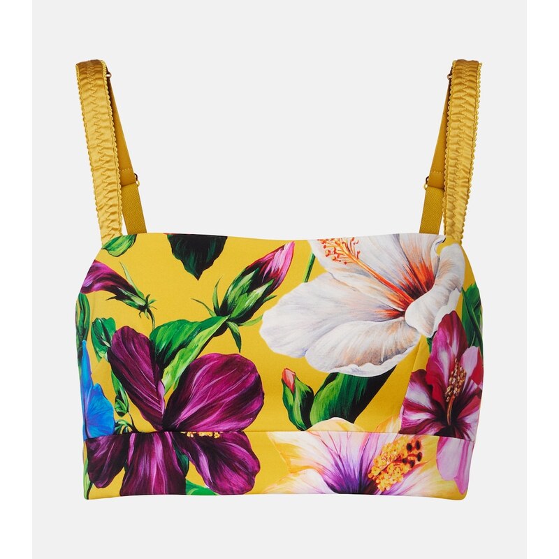 Dolce&Gabbana Floral silk-blend crop top