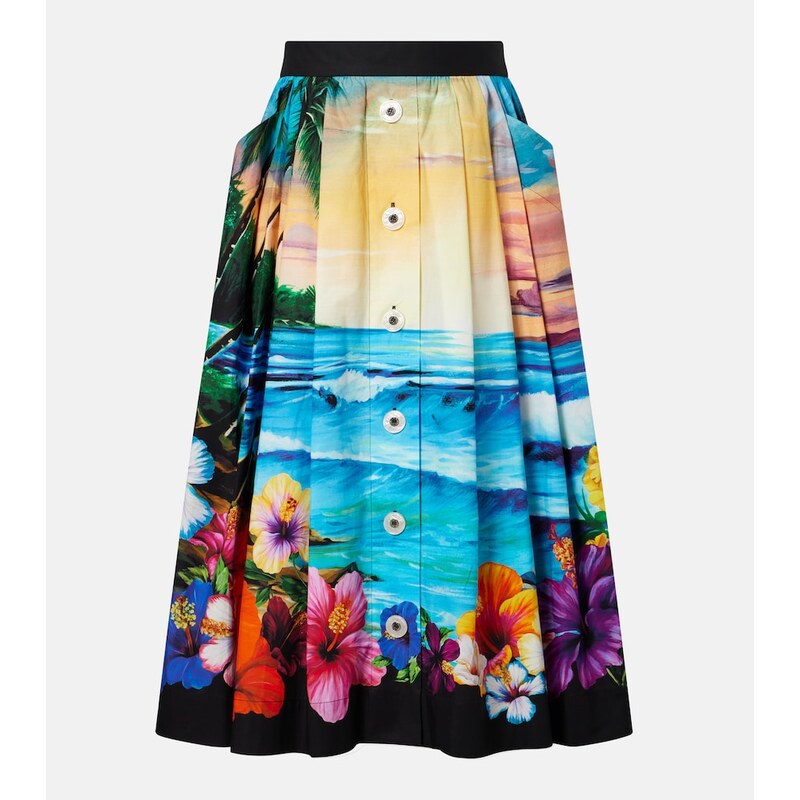 Dolce&Gabbana Pleated printed cotton midi skirt
