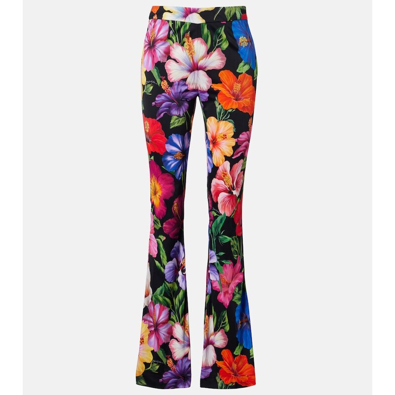 Dolce&Gabbana květové flerónové kalhoty ve tmavém odstínu