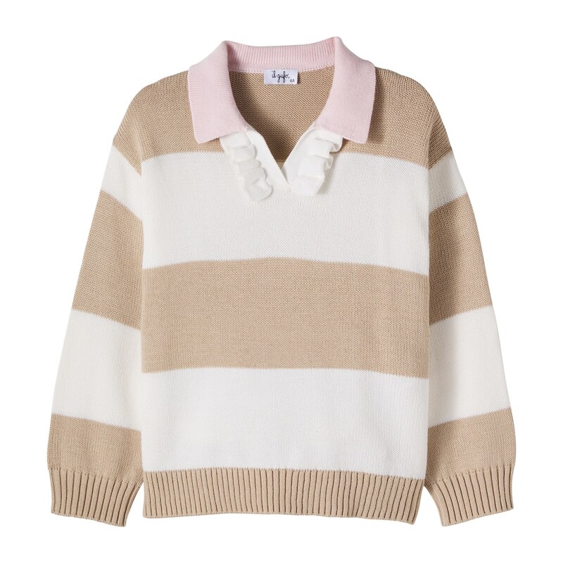 Il Gufo Striped cotton polo sweater