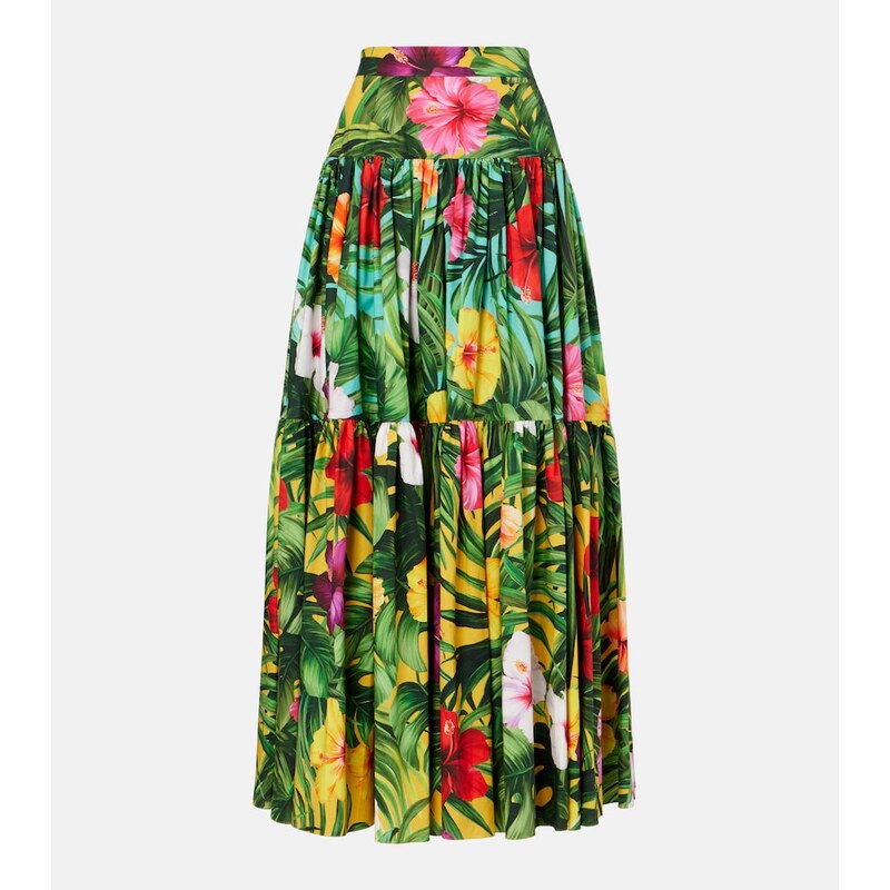 Dolce&Gabbana Floral tiered cotton maxi skirt