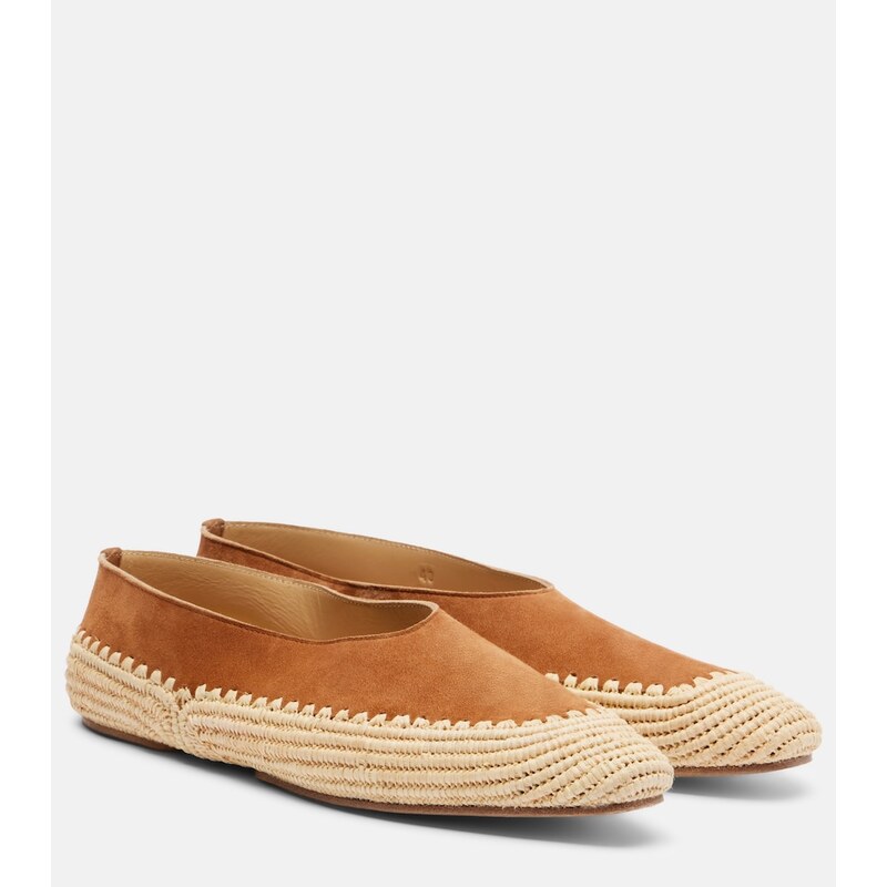 Gabriela Hearst Strength crochet raffia-trimmed suede flats