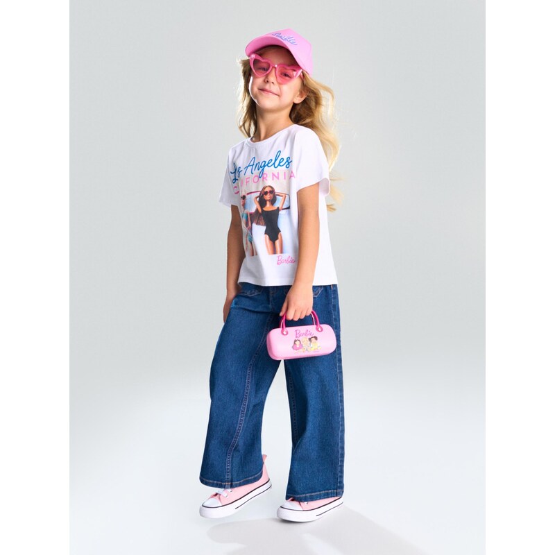 Sinsay - Bavlněná košilka s potiskem Barbie - krémová