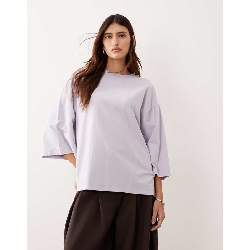 ARRANGE heavy weight boxy 3/4 sleeve t-shirt in soft lilac