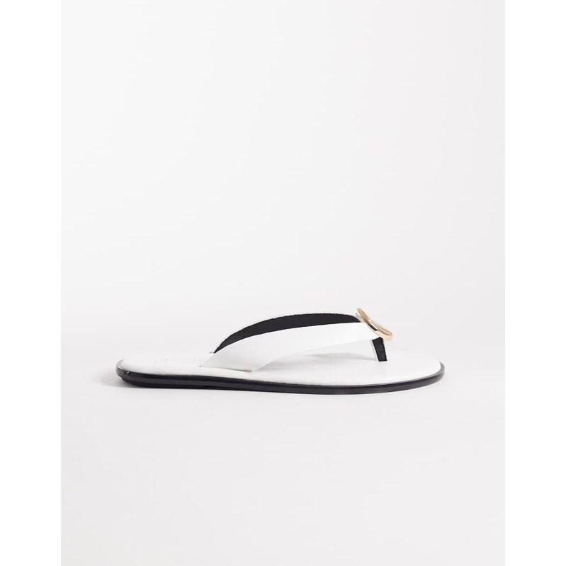 SEQWL flip flop with gold embellishment in white PU 115517609