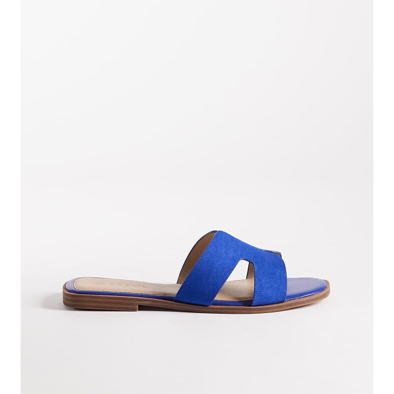 SEQWL Wide Fit Storke flat sandals in blue suedette 115517651