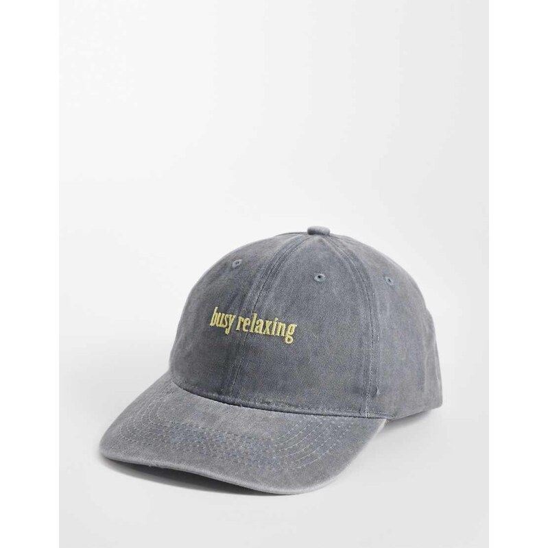 Sui Ava busy relaxing slogan cap in grey