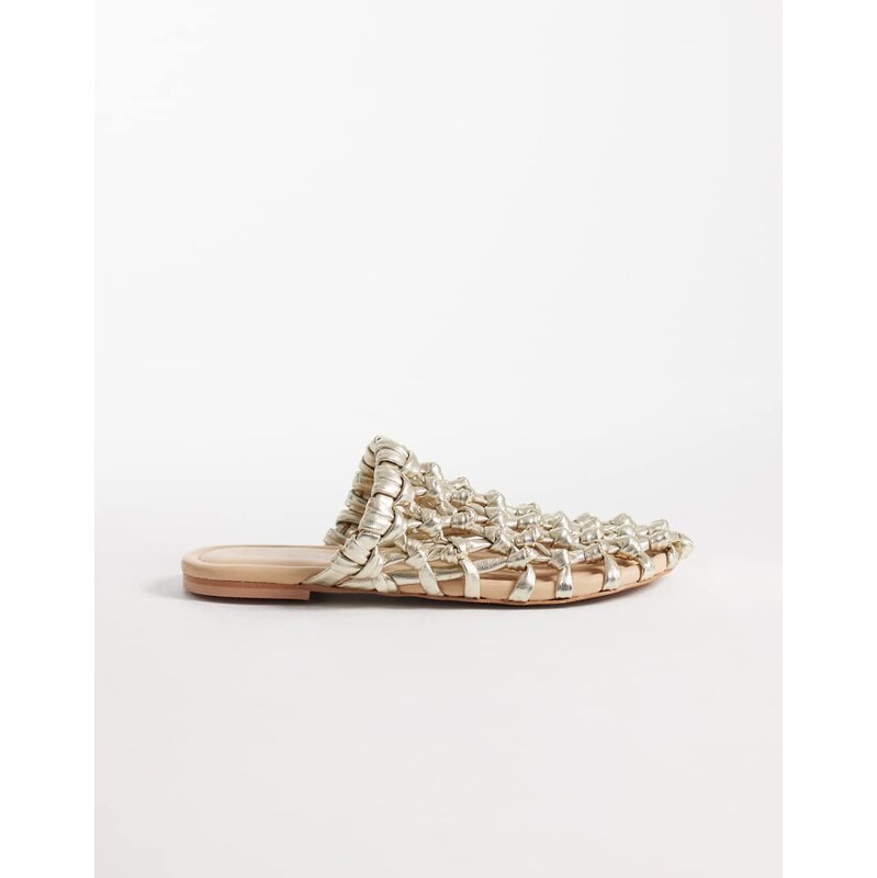 Bronx Ann-aya woven flat mules in rose gold 115409039