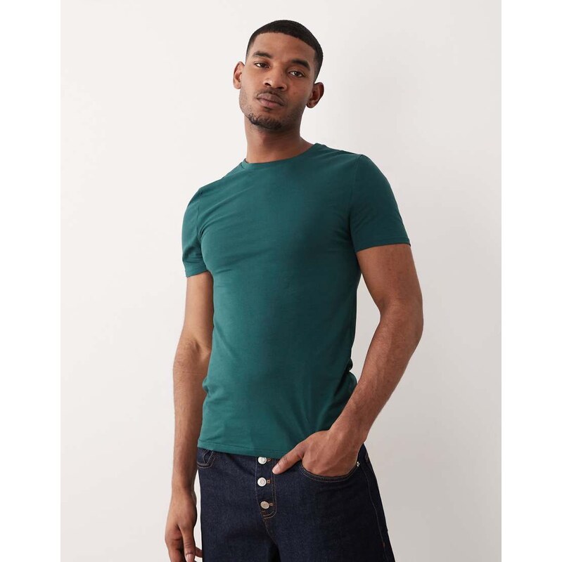 ASOS DESIGN Essentials muscle fit t-shirt in dark green