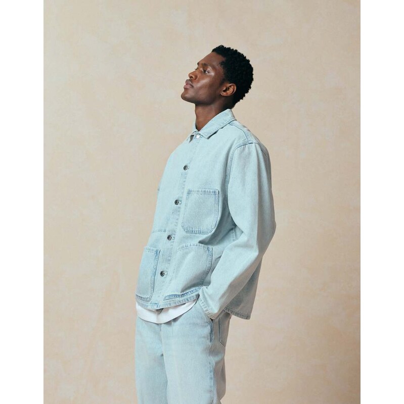 ASOS DESIGN co-ord oversized denim shirt in light wash blue