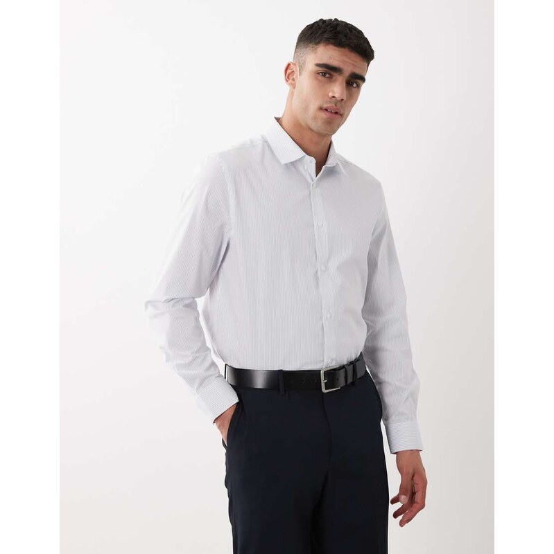 ASOS DESIGN regular fit stripe shirt in light blue