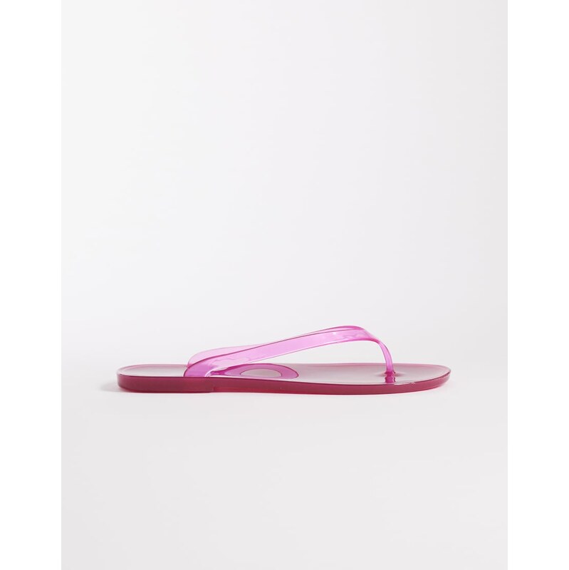 ASOS DESIGN Foxton jelly flip flops in raspberry-Red 115519963