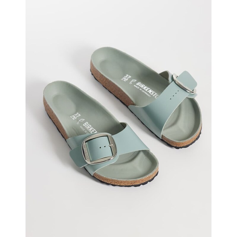 Birkenstock Madrid Big Buckle patent leather sandals in pure