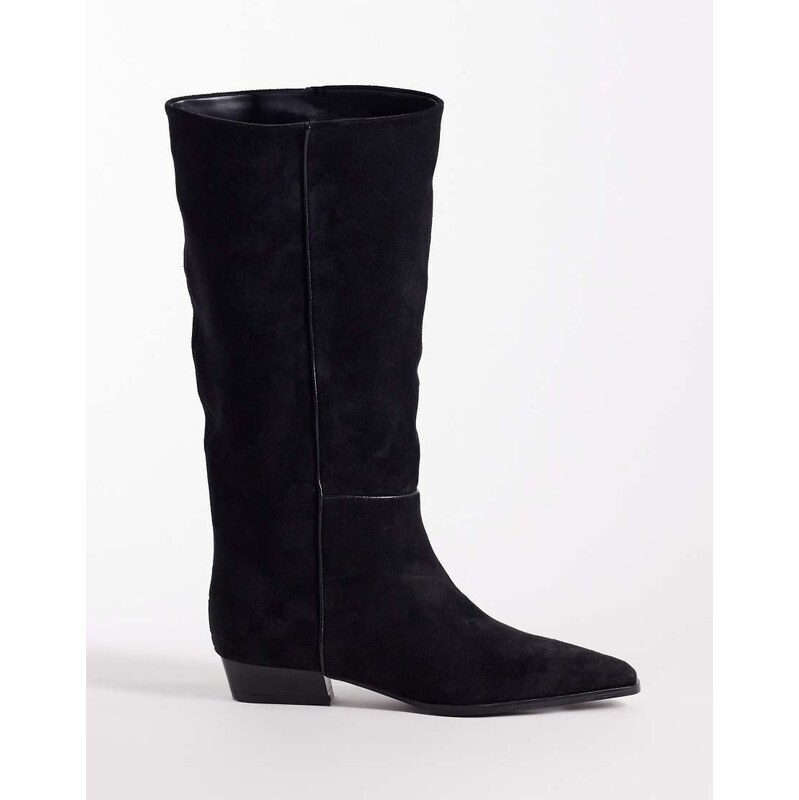 ASOS DESIGN Catalina slim slouch knee boots in black