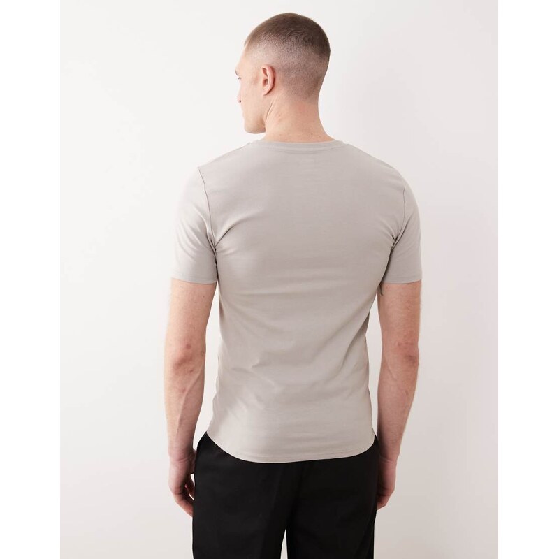 ASOS DESIGN Essentials 2 pack muscle fit t-shirts in white and grey-Multi