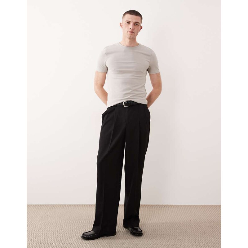 ASOS DESIGN Essentials 2 pack muscle fit t-shirts in white and grey-Multi
