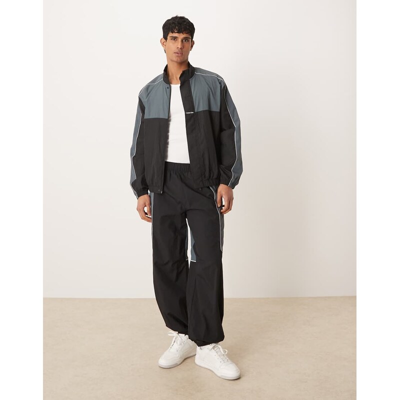 Calvin Klein Performance colour block joggers co-ord in black & grey