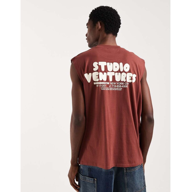 ASOS DESIGN oversized tank with back bubble text graphic in