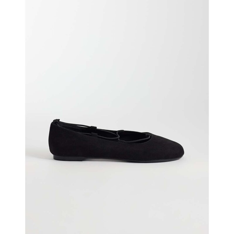 ASOS DESIGN Lance elasticated ballets in black suedette