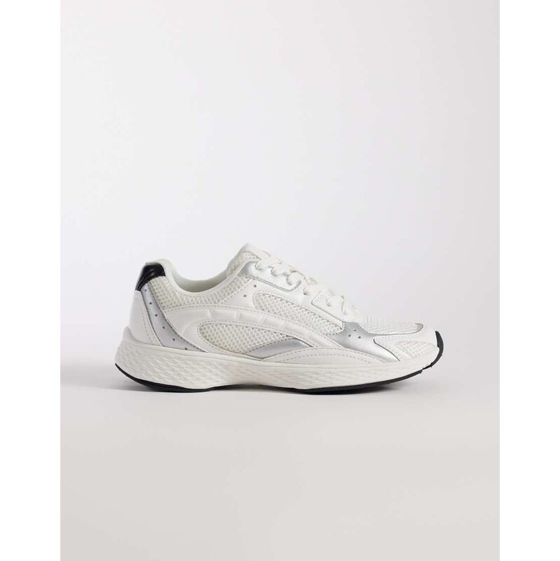 ASOS DESIGN Doodle lace up trainers in white and silver 115521852
