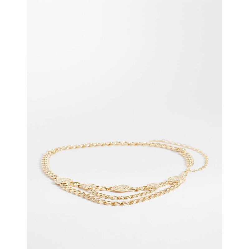 ASOS DESIGN chunky chain coin belt-Gold 115409218