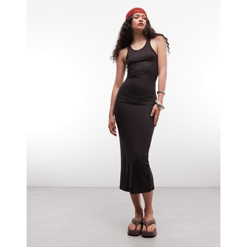 Weekday super soft jersey maxi dress in brown 115409226