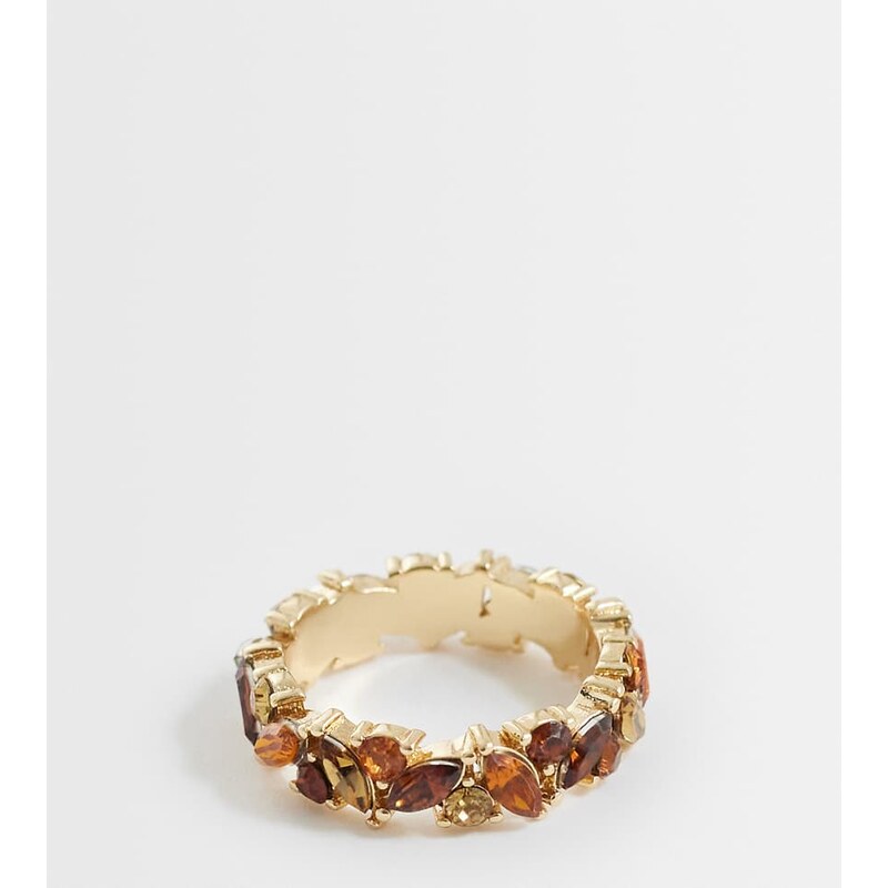 ASOS Curve ASOS DESIGN Curve ring with amber resin in gold tone with 115522740