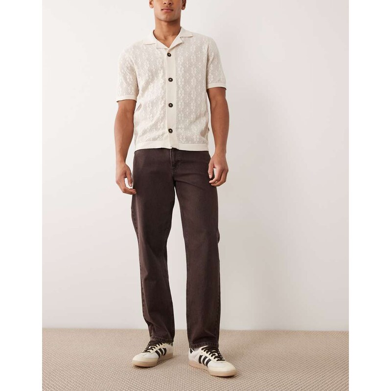 ASOS DESIGN straight jeans in washed brown