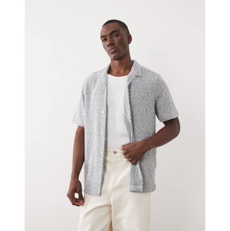 New Look diamond crochet shirt in blue