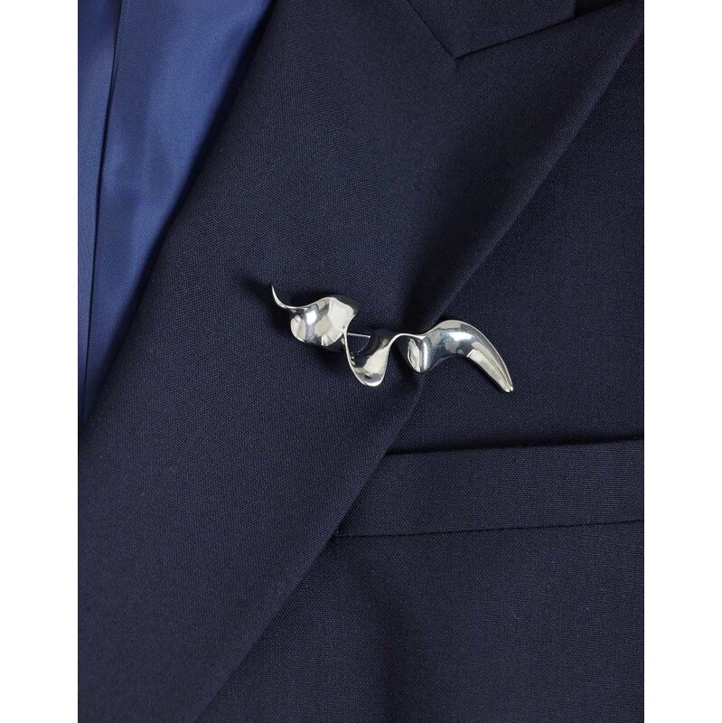 ASOS DESIGN single brooch with abstract design in silver tone 115409286