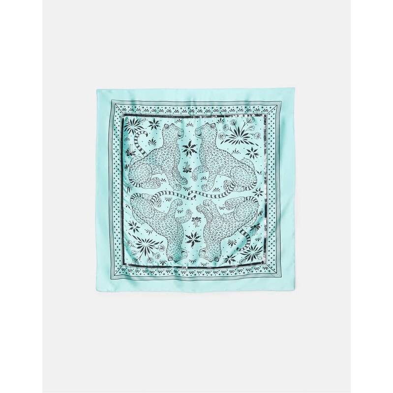 Stradivarius Sequined row print scarf in sky blue 115409321