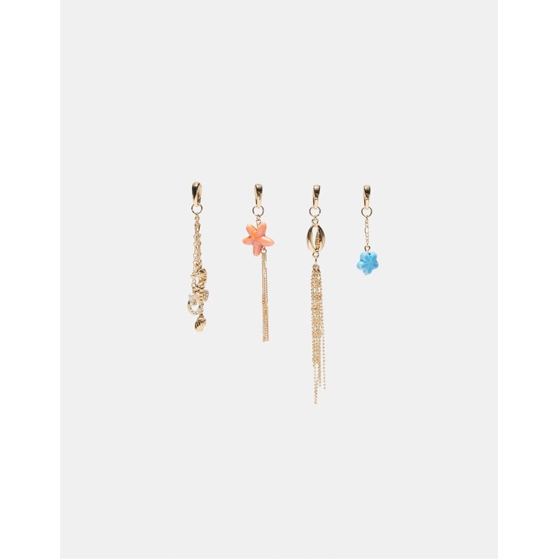 Stradivarius Set of 4 starfish bikini charms in gold-Yellow 115409323