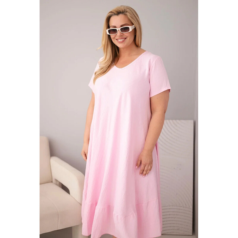 K-Fashion Dámské šaty plus size s krátkým rukávem a volánem z