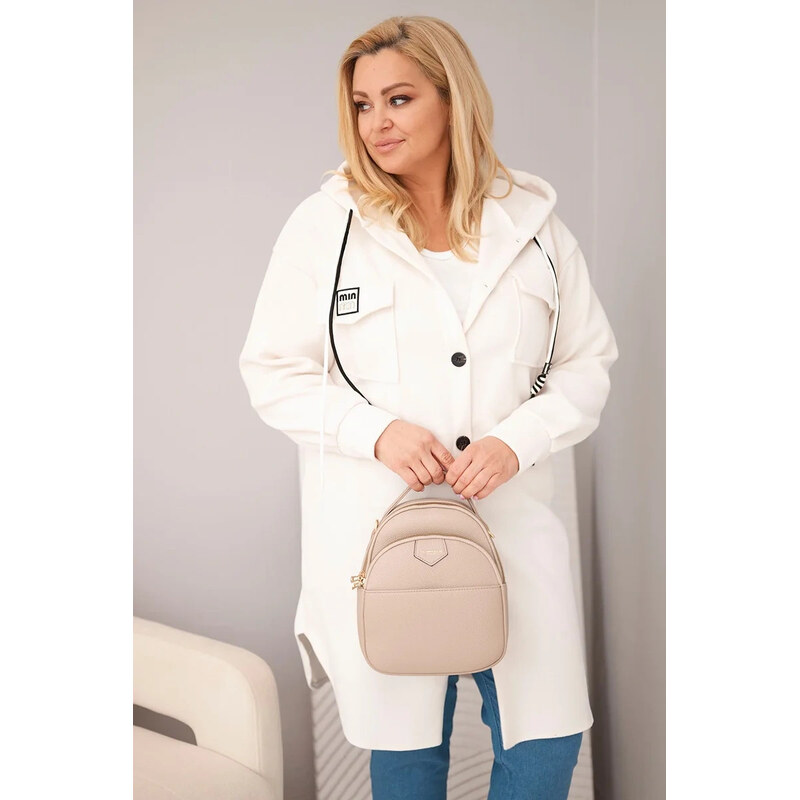 K-Fashion Dámský kabát Plus Size s kapucí zapínaný na knoflíky světle 115406302