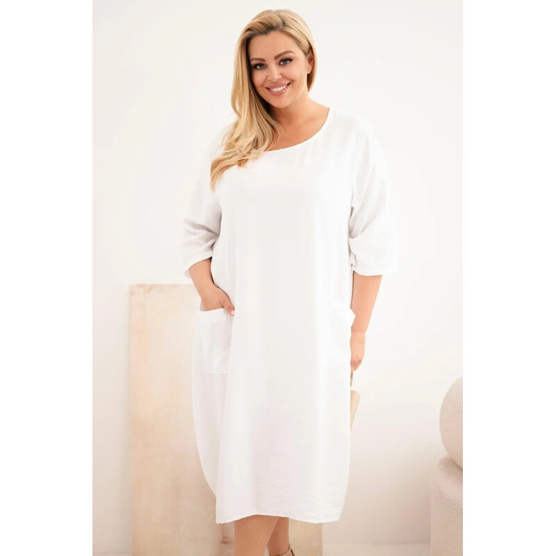K-Fashion Dámské šaty Plus Size viskózové s kapsami krátký rukáv