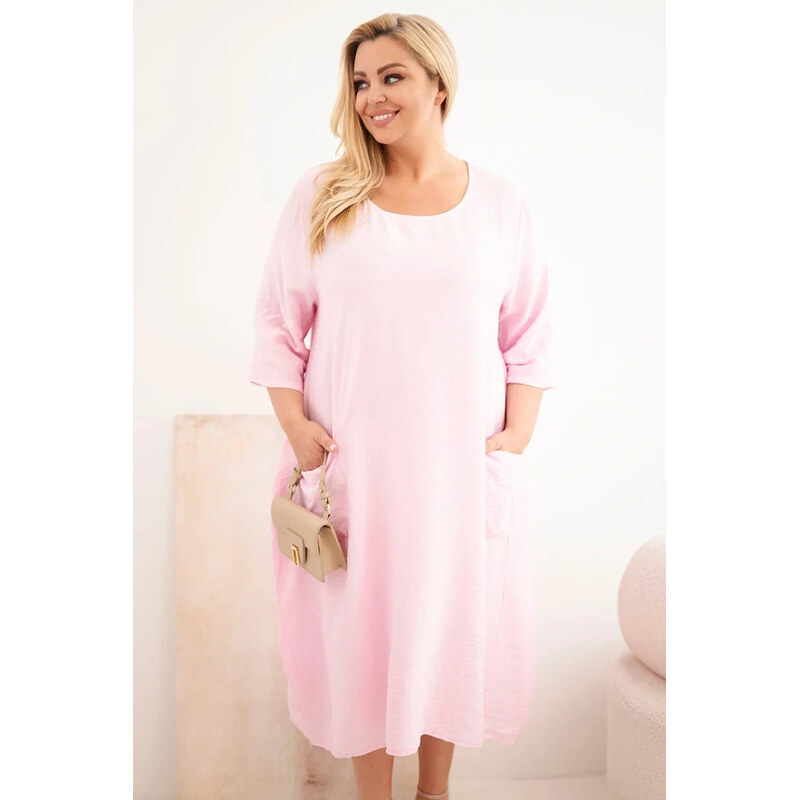 K-Fashion Dámské šaty Plus Size z viskózy s kapsami a krátkým
