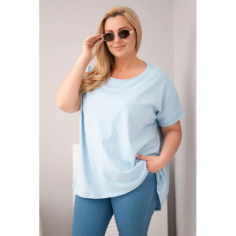 K-Fashion Dámská bavlněná halenka Plus Size s krátkým rukávem