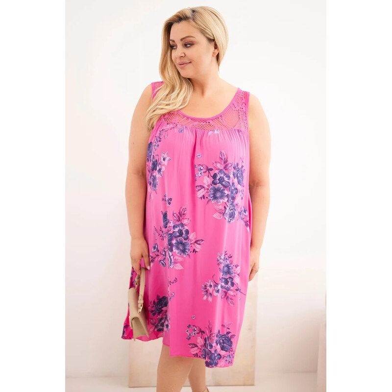 K-Fashion Dámské šaty Plus Size z viskózy s květinovým vzorem a