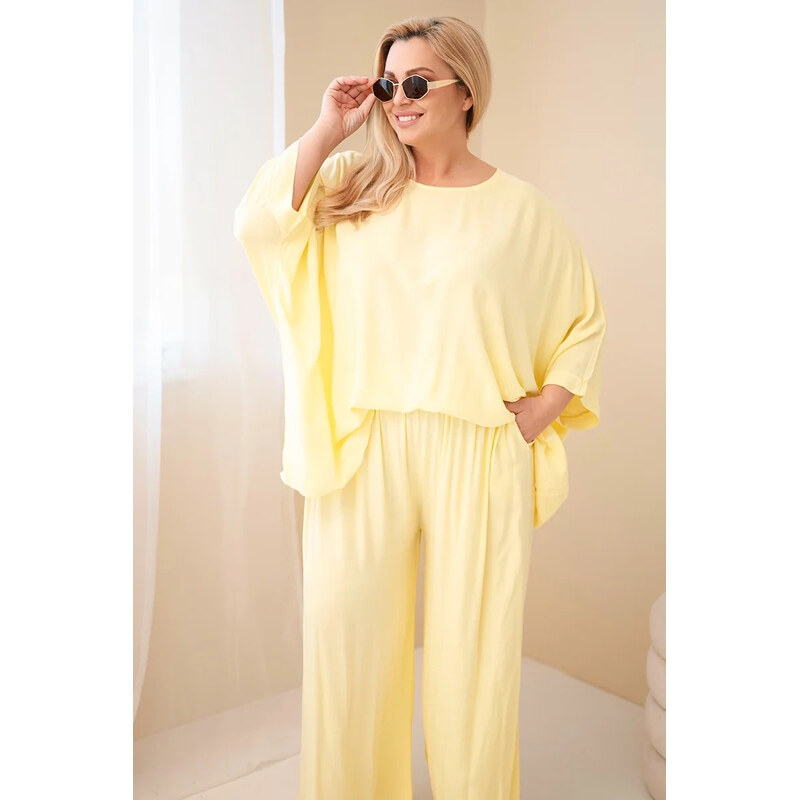 K-Fashion Dámský komplet Plus Size z viskózy se širokými