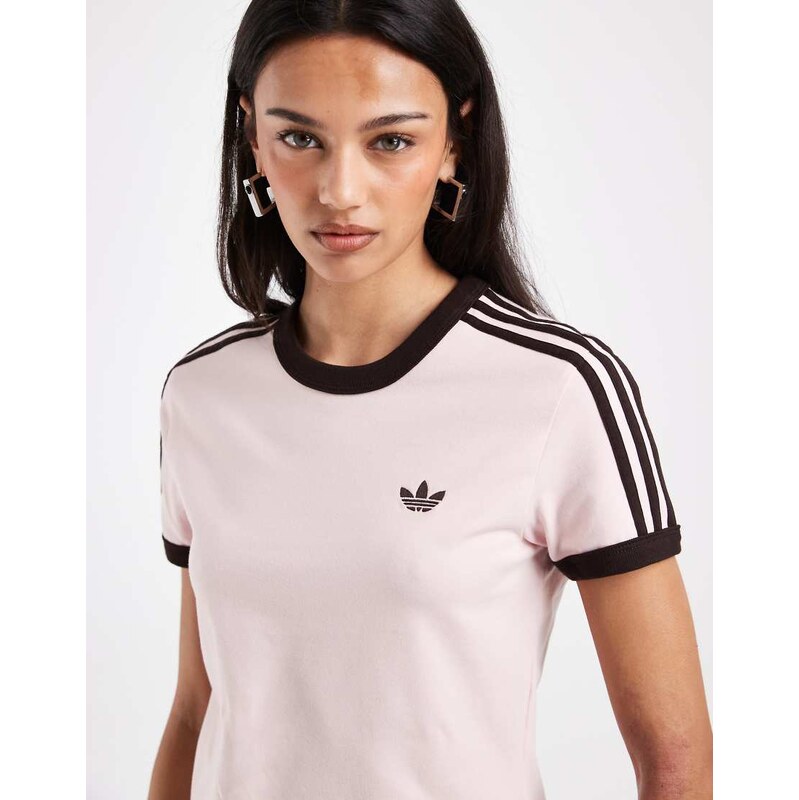 adidas Originals slim fit t-shirt in light pink and brown