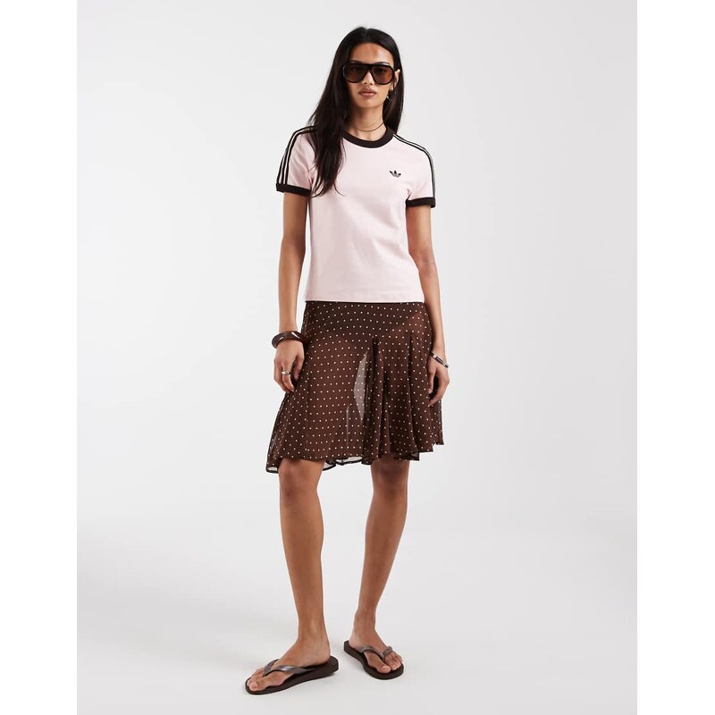 adidas Originals slim fit t-shirt in light pink and brown