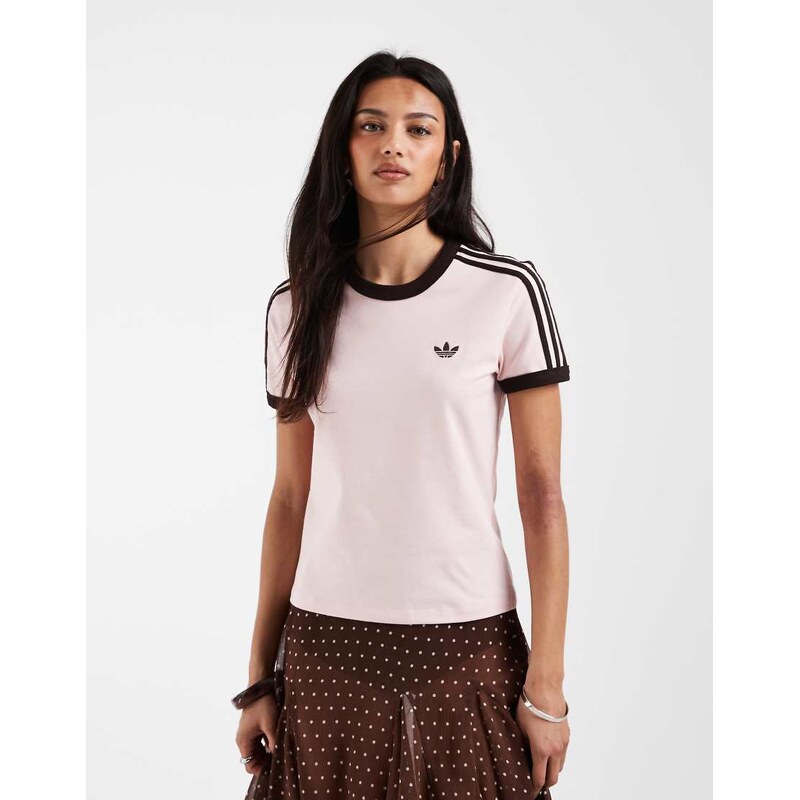 adidas Originals slim fit t-shirt in light pink and brown