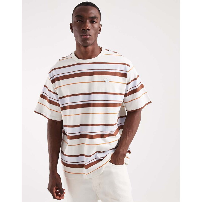 adidas Originals relaxed striped t-shirt in off white