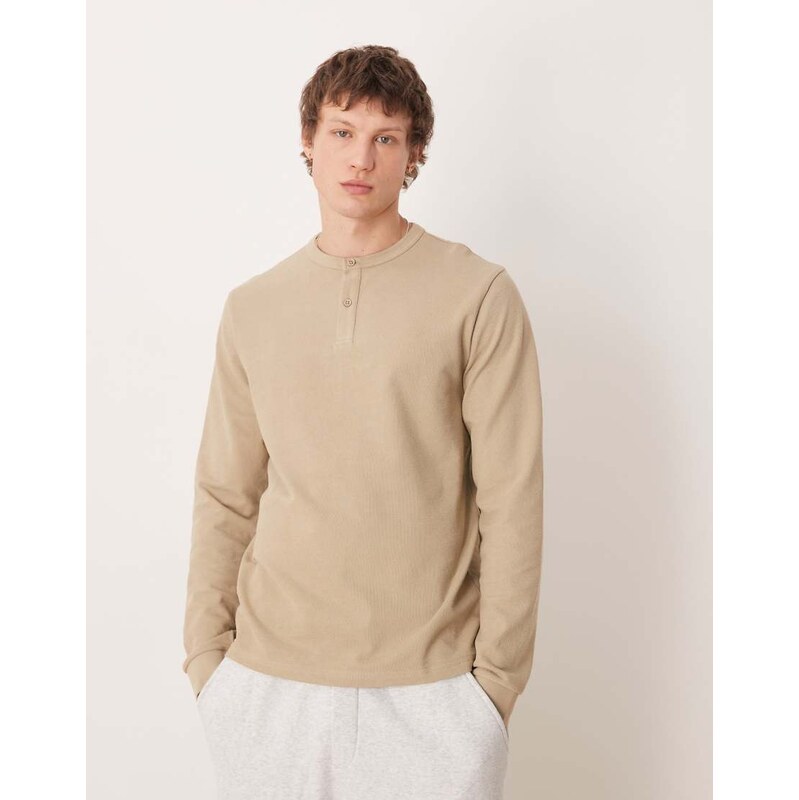 ASOS DESIGN regular fit long sleeve t-shirt with henley neck in