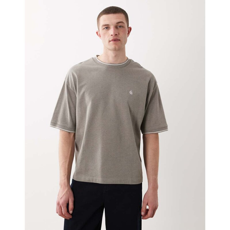 ASOS DESIGN oversized t-shirt with chest embroidery in green marl pique