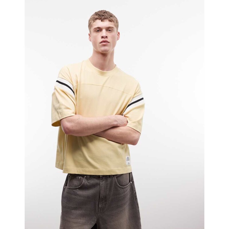 ASOS DESIGN boxy oversized t-shirt with embroidered detail in yellow