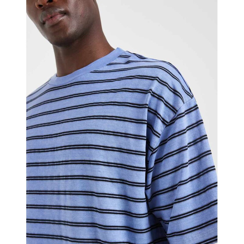 ASOS DESIGN boxy oversized t-shirt in blue washed stripe-Multi