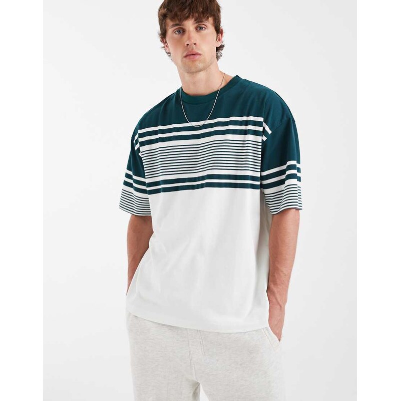 ASOS DESIGN oversized t-shirt in navy stripe-Multi