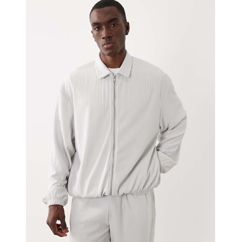 ASOS DESIGN co-ord oversized zip through harrington jacket in